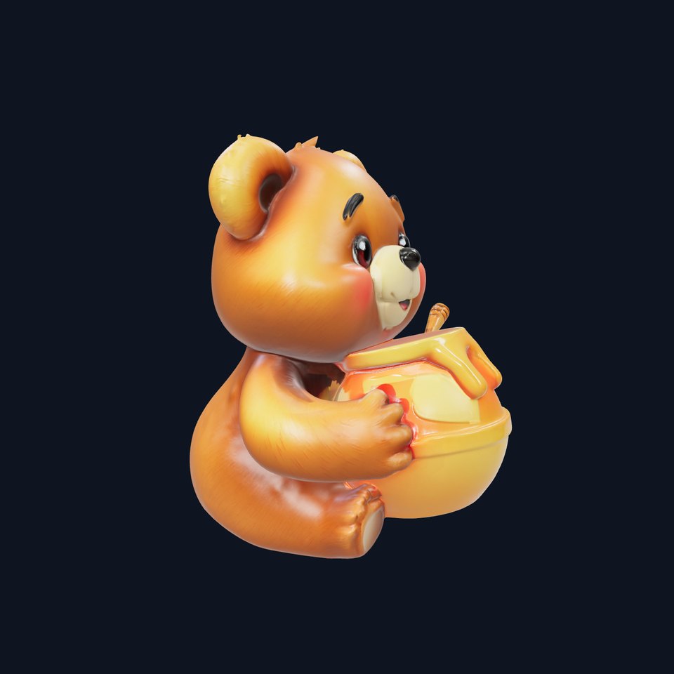 Adorable Bear with Honey Pot D Model Pack